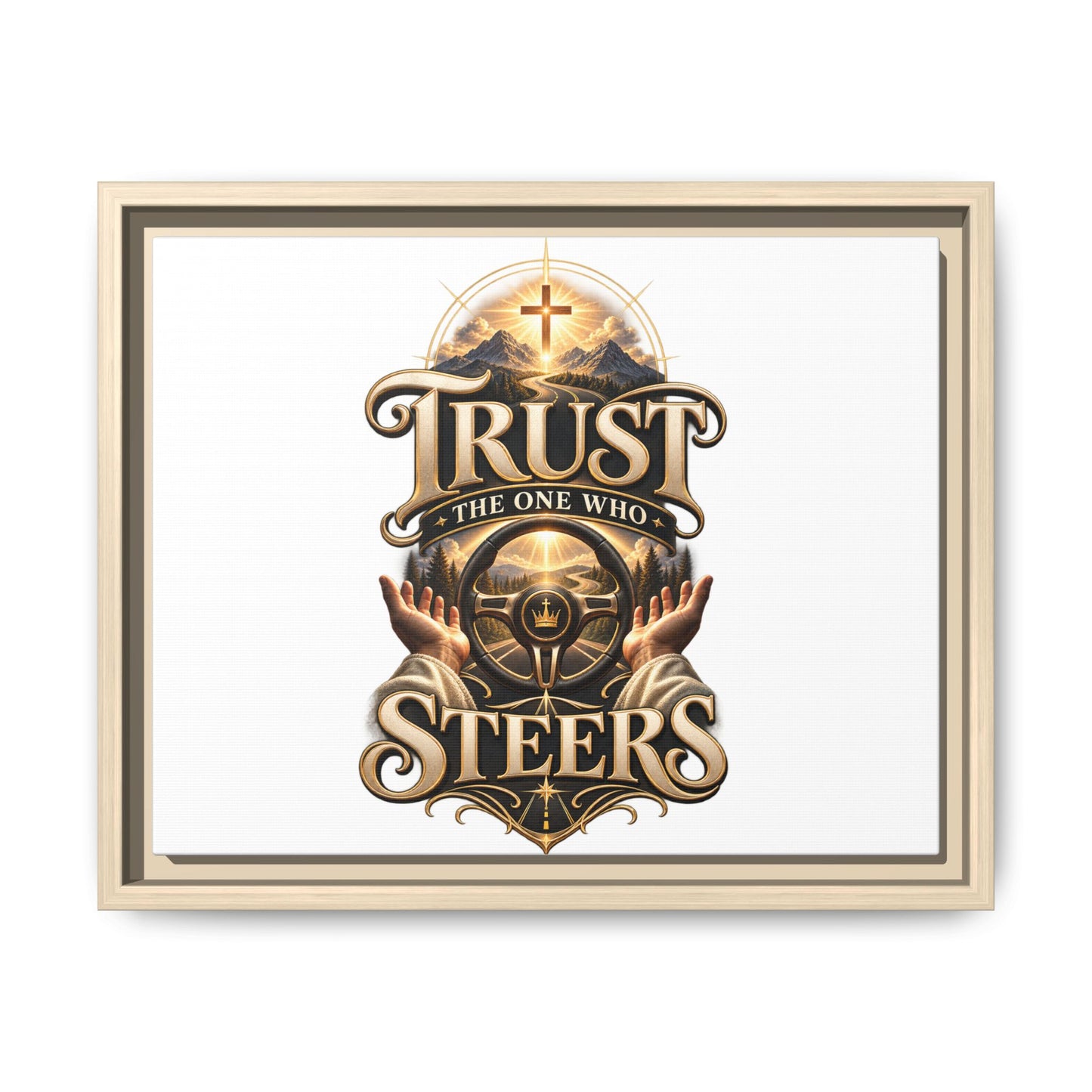Trust He Guides Framed Canvas — Christian Inspirational Wall Art