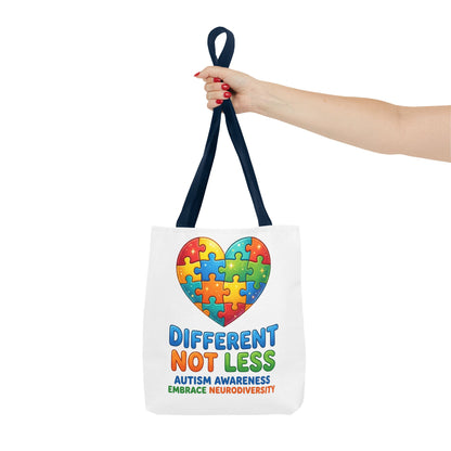Autism Awareness Tote — "Different Not Less" Puzzle Heart