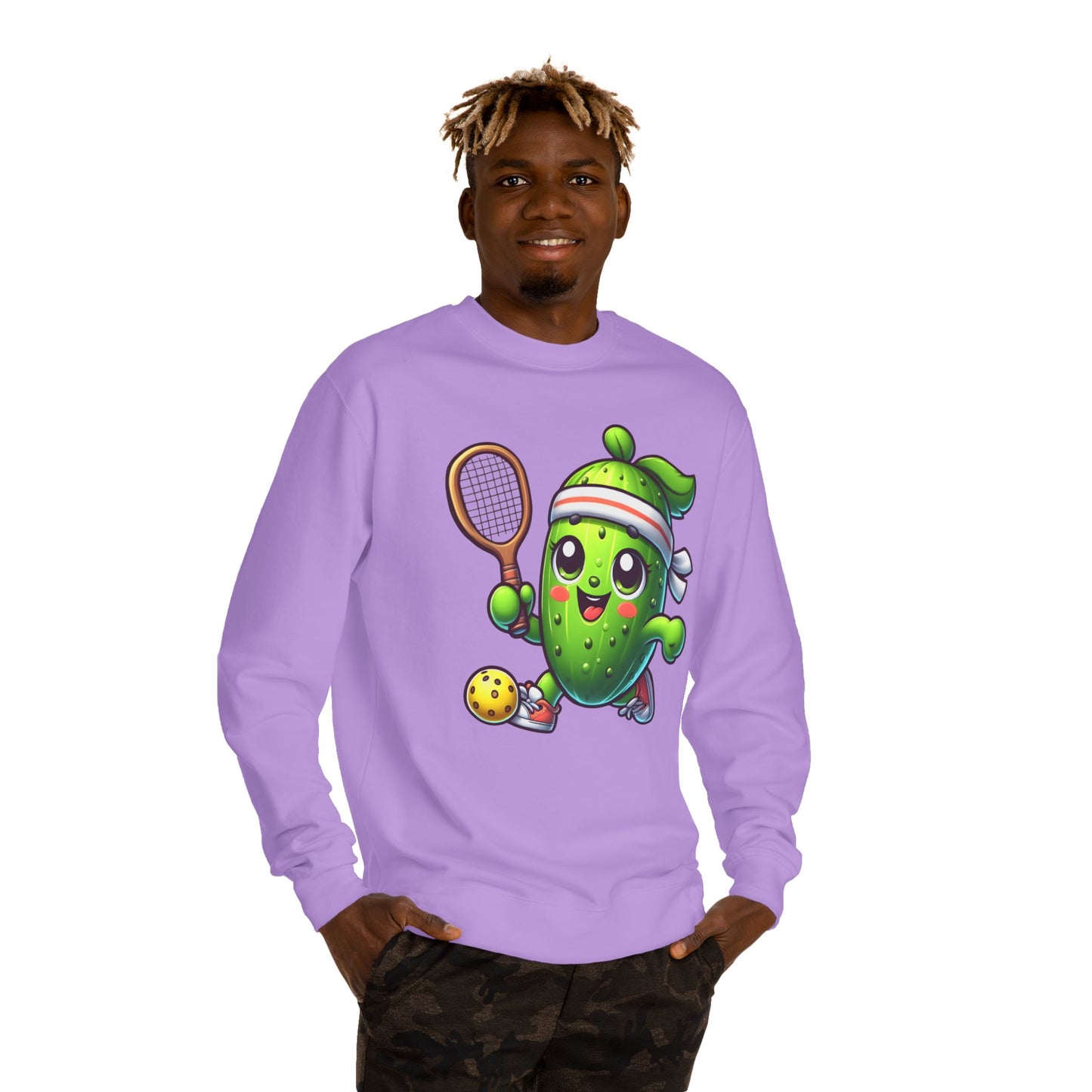 Pickleball Avocado Sweatshirt — Cute Cartoon Pickleball Player Crewneck