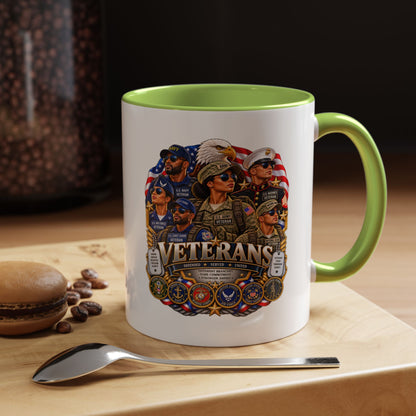 Veterans Tribute Accent Coffee Mug — Patriotic Military Veteran Gift (11/15oz)