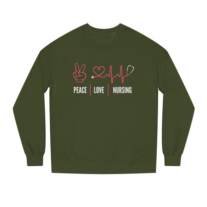Peace Love Nursing Sweatshirt — Nurse Gifts, Heartbeat & Peace Sign Crewneck