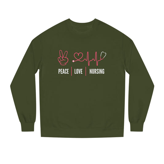 Peace Love Nursing Sweatshirt — Nurse Gifts, Heartbeat & Peace Sign Crewneck