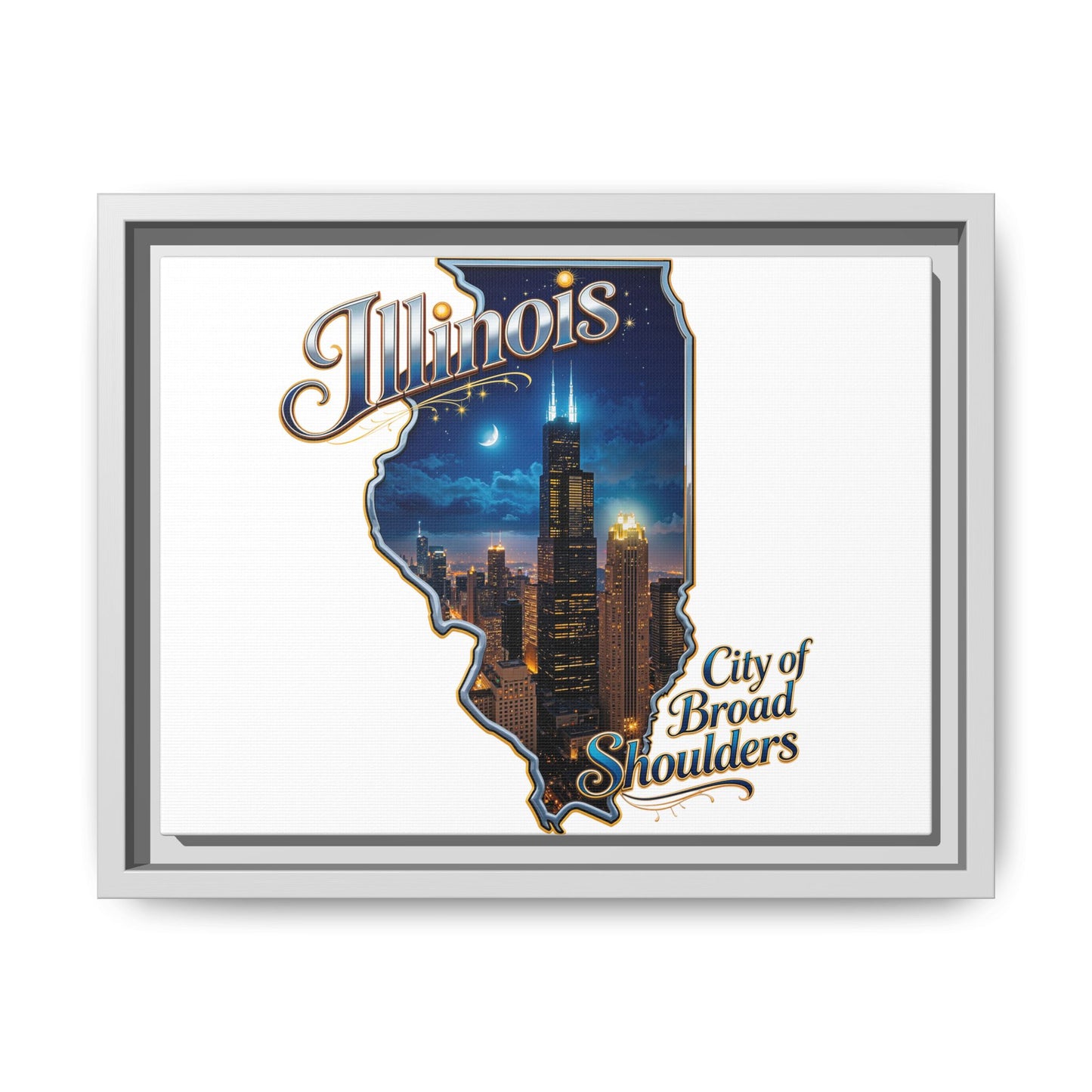 Illinois City of Broad Shoulders Matte Canvas Framed Wall Art