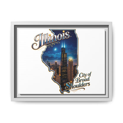 Illinois City of Broad Shoulders Matte Canvas Framed Wall Art