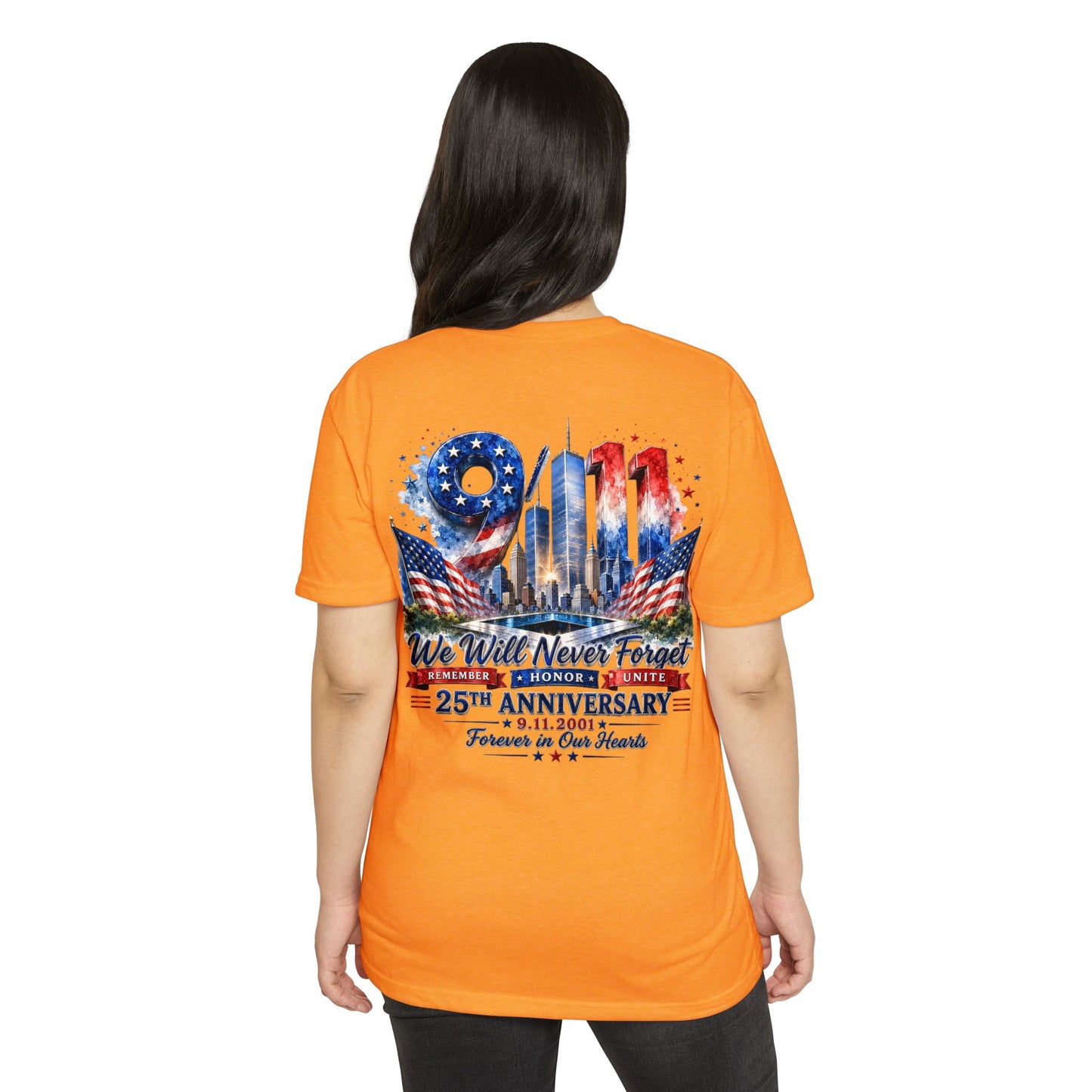9/11 We Will Never Forget 25th Anniversary Memorial T-Shirt