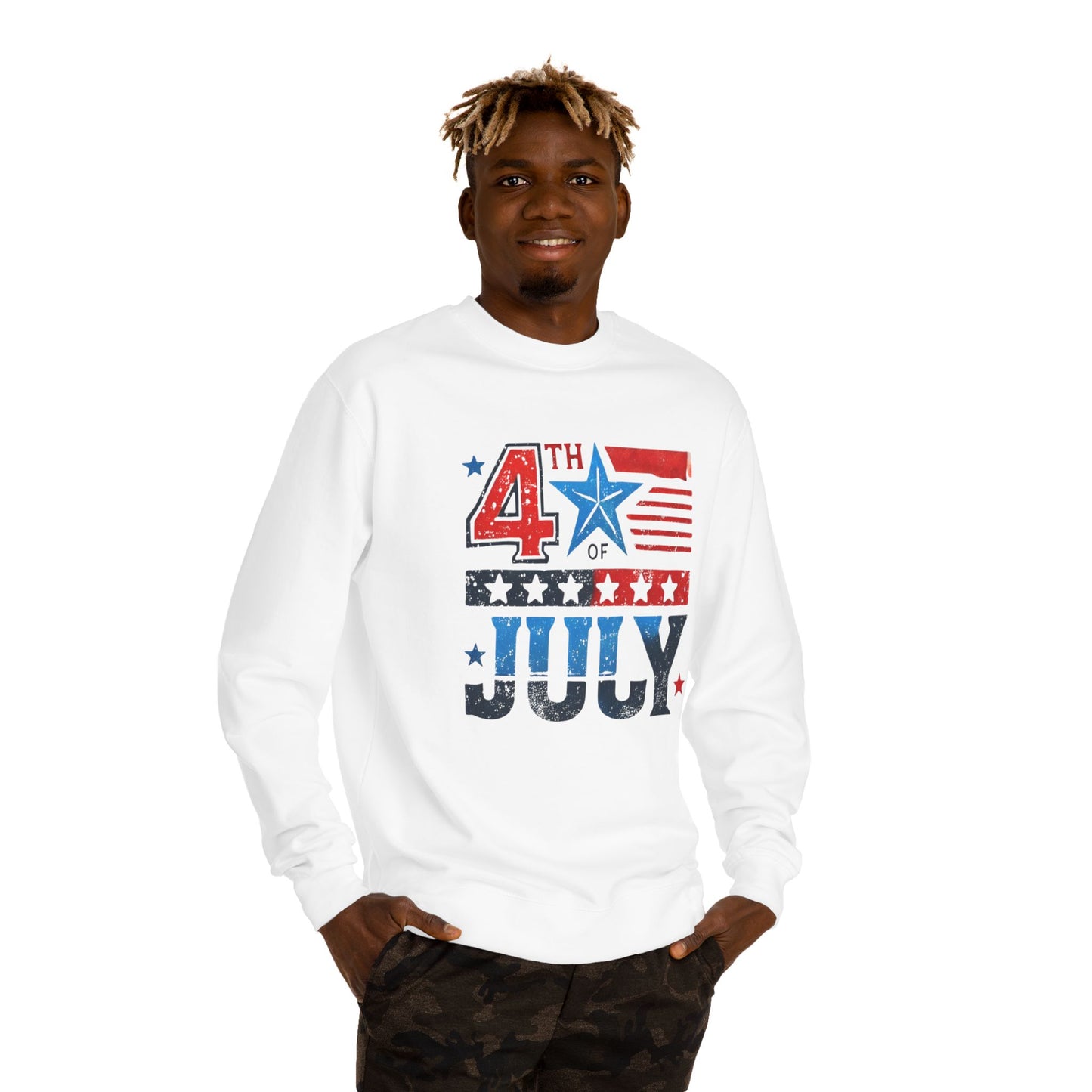 4th of July Crewneck Sweatshirt – Patriotic American Flag Design
