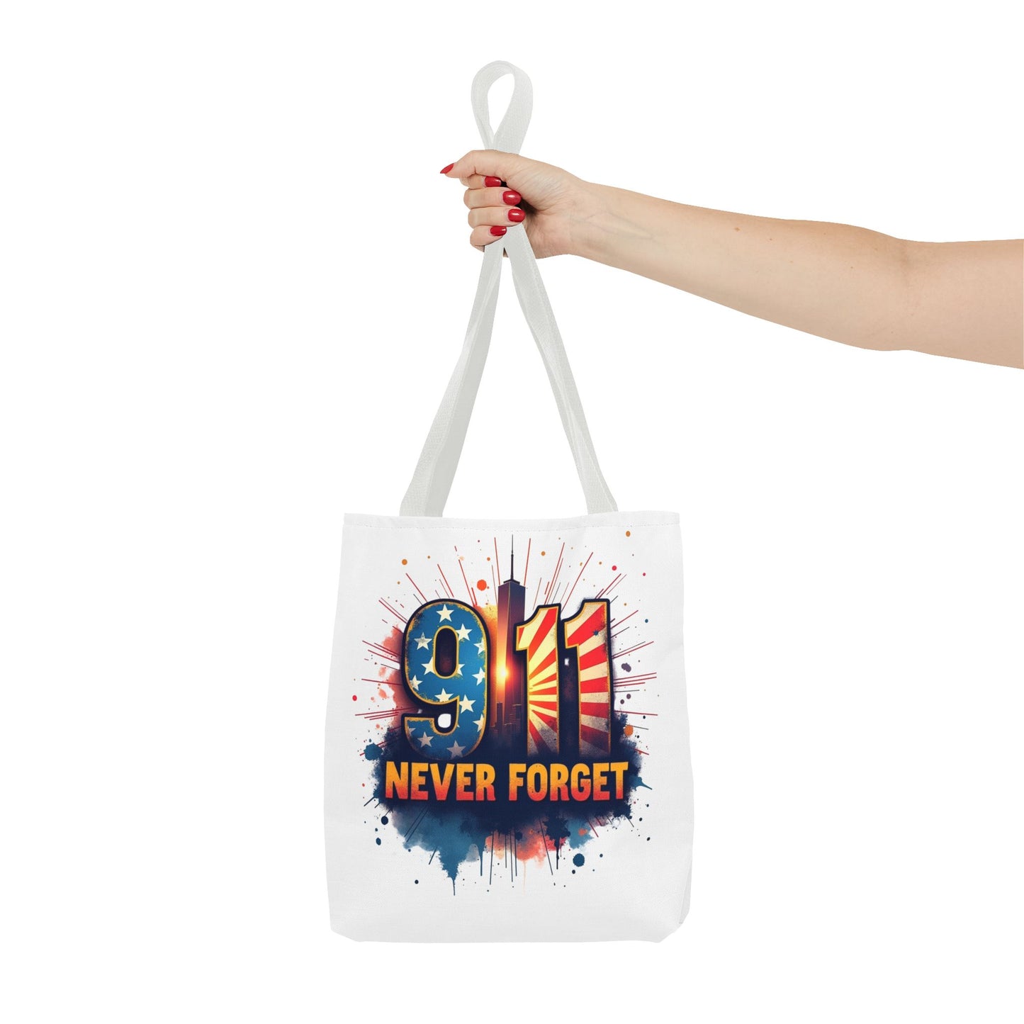 9/11 Never Forget Tote Bag — Patriotic Memorial Tribute Tote