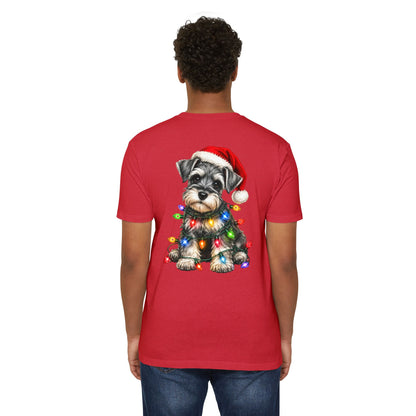 Schnauzer Puppy in Christmas Lights Tee
