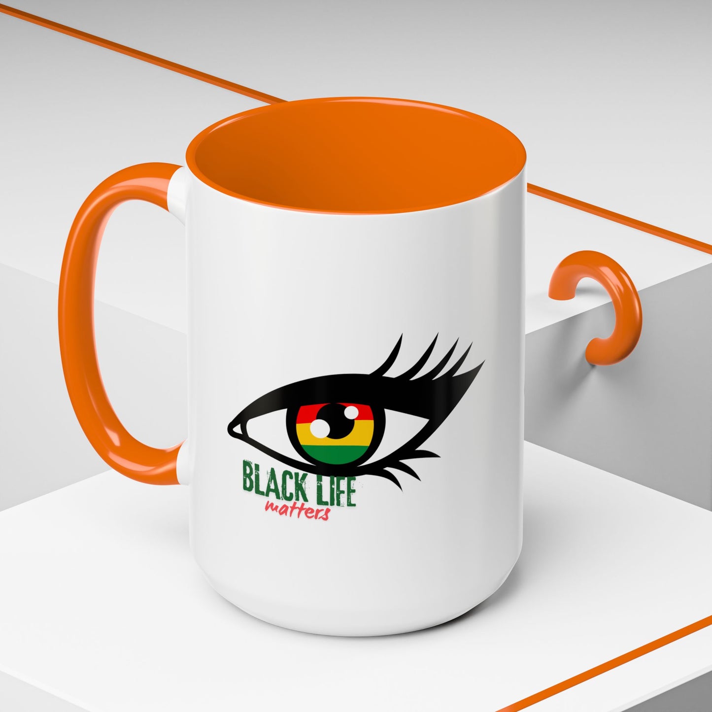 Black Life Matters Eye Accent Coffee Mug — Pan-African Pride 11/15oz