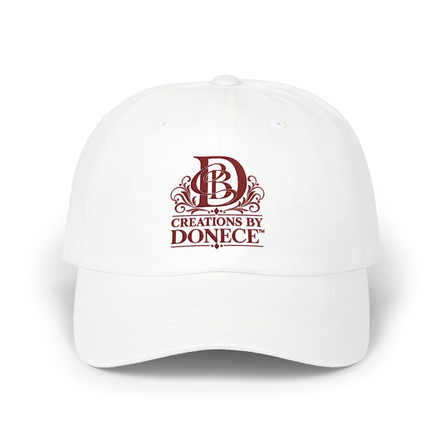 Creations By Donece Embroidered Dad Cap — Classic White Logo Hat