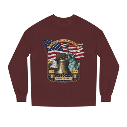 Liberty 250th Anniversary Sweatshirt — American Flag, Liberty Bell & Statue of Liberty Graphic