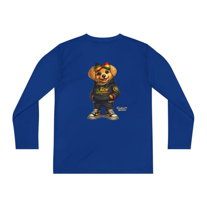 Youth Long Sleeve Tee — Trendy Bear Graphic "Black Excellence"