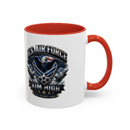 U.S. Air Force Accent Coffee Mug — Aim High Eagle Design (11/15 oz)