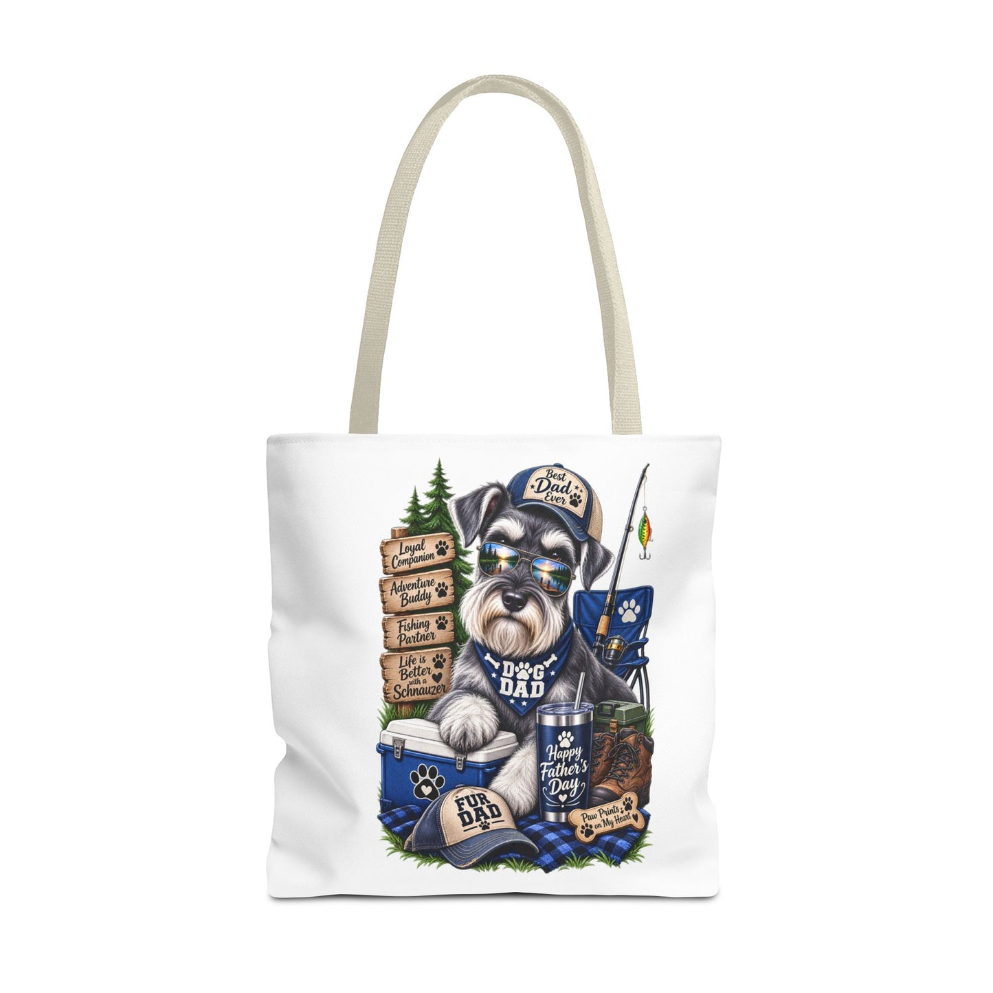 Dog Dad Fishing Tote Bag – Schnauzer Pet Lover Gift
