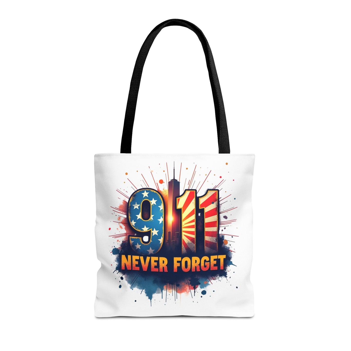 9/11 Never Forget Tote Bag — Patriotic Memorial Tribute Tote