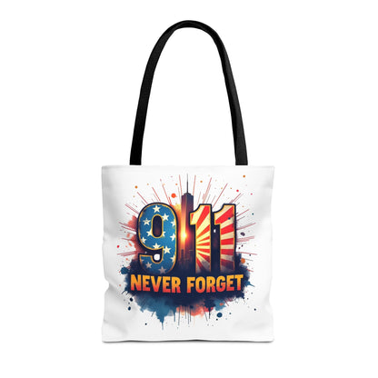 9/11 Never Forget Tote Bag — Patriotic Memorial Tribute Tote