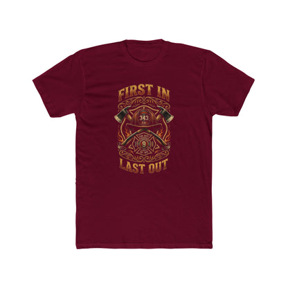 Firefighter T‑Shirt - "First In Last Out" Vintage Firefighter Crew Tee