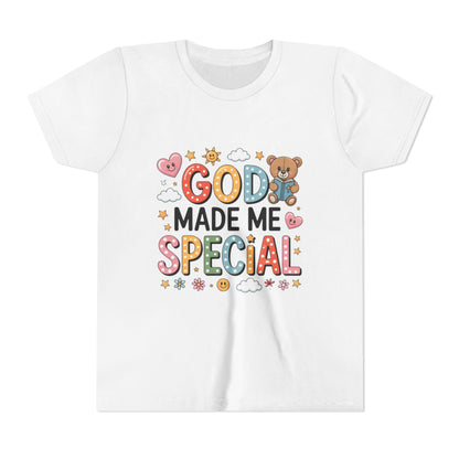 Youth Tee — "God Made Me Special" Cute Christian Kids T-Shirt