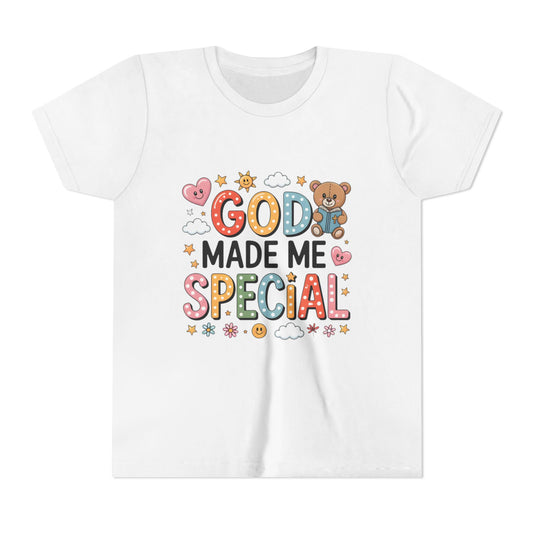 Youth Tee — "God Made Me Special" Cute Christian Kids T-Shirt