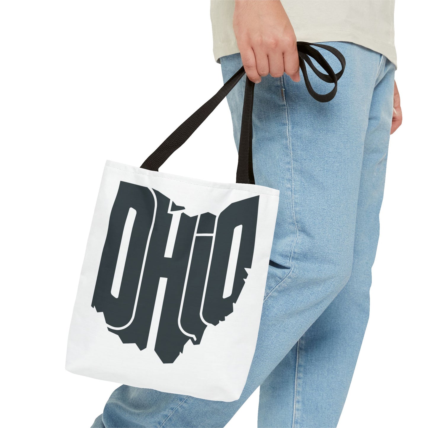 Ohio State Outline Tote Bag — Retro Ohio Text Graphic Tote