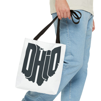 Ohio State Outline Tote Bag — Retro Ohio Text Graphic Tote