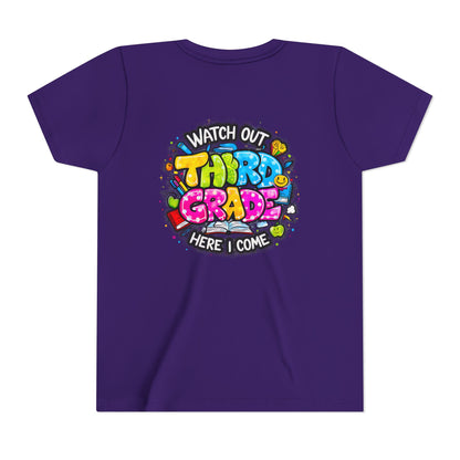 Third Grade Kids T‑Shirt — "Watch Out Third Grade Here I Come" Back-to-School Tee