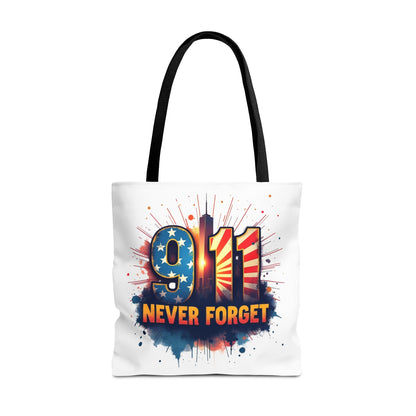 9/11 Never Forget Tote Bag — Patriotic Memorial Tribute Tote