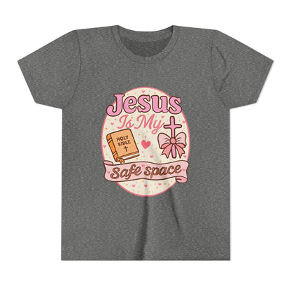 Youth Tee — "Jesus Is My Safe Space" Christian Kids T-Shirt