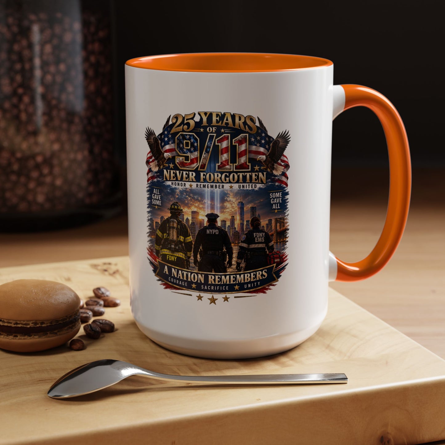 11oz/15oz Coffee Mug — 25 Years of 9/11 Never Forgotten Memorial Design