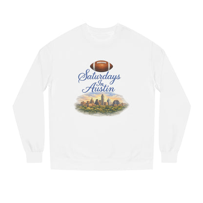 Saturdays in Austin Crewneck Sweatshirt — Floral Football City Skyline Design