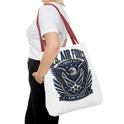 U.S. Air Force Eagle Tote Bag - "Aim High" Military Canvas Tote