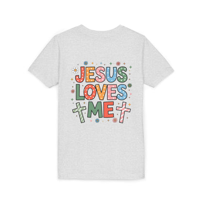 Youth Tee — "Jesus Loves Me" Colorful Christian Kids T-Shirt