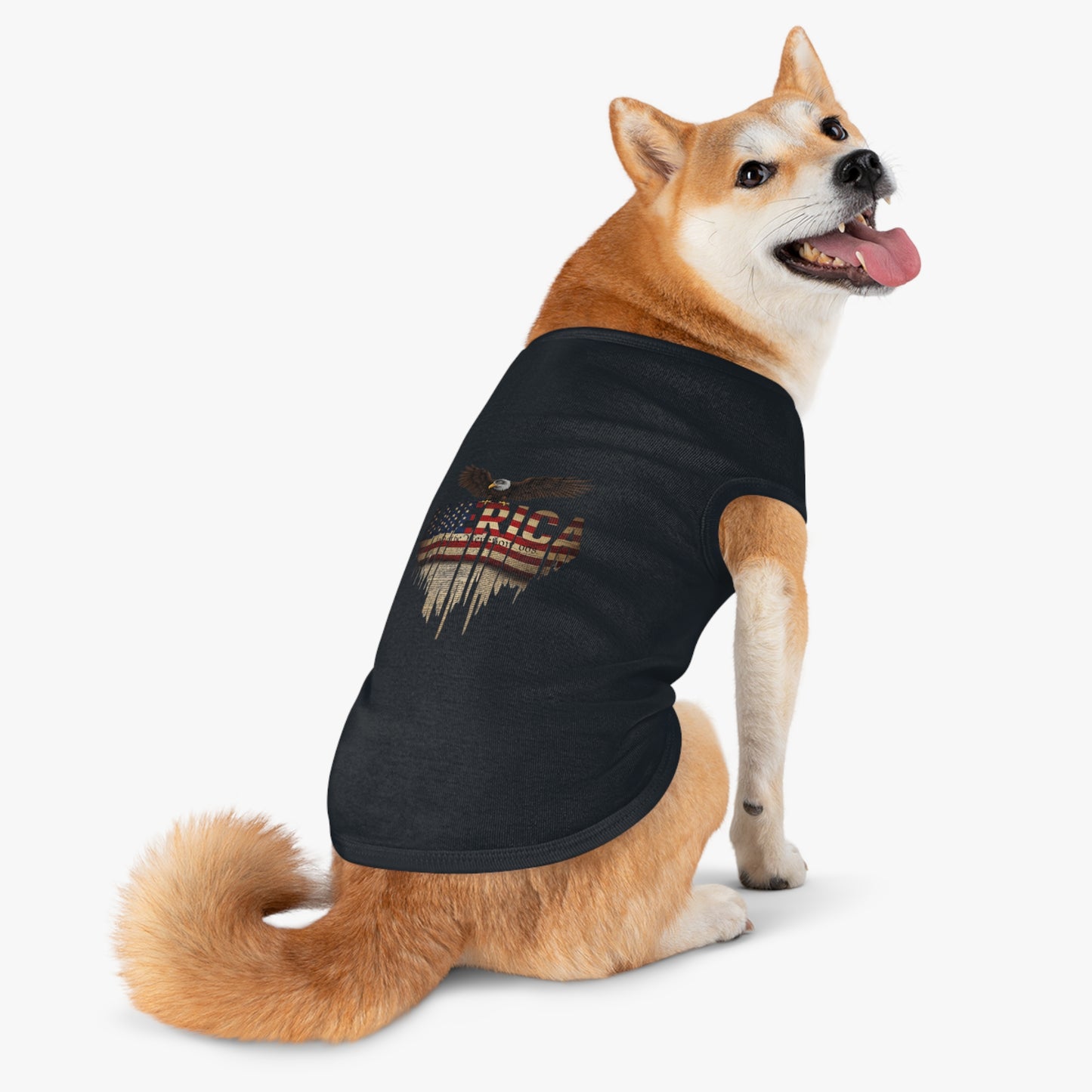 Patriotic Pet Tank Top – American Flag & Bald Eagle Dog Shirt