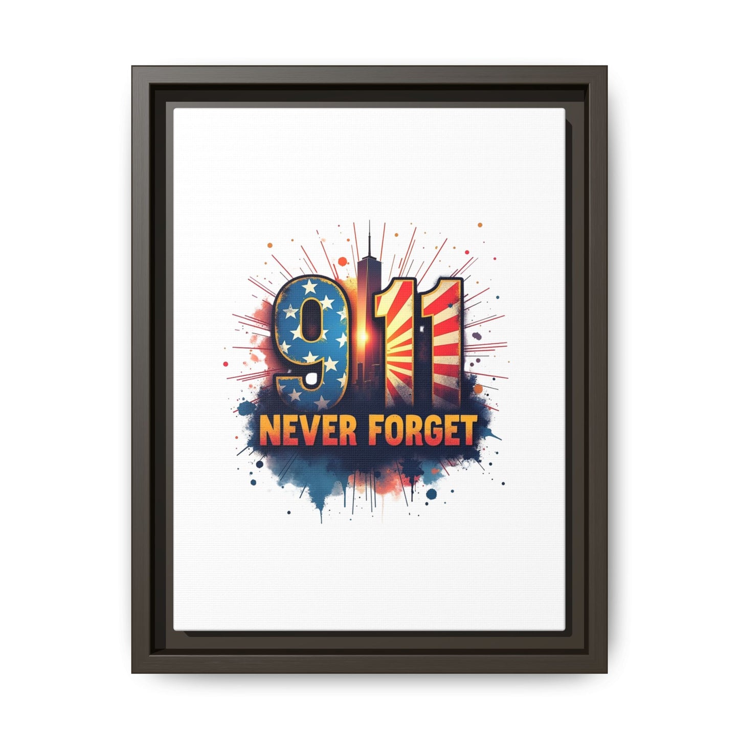 Framed Canvas Wall Art — “9·11 Never Forget” Memorial Print