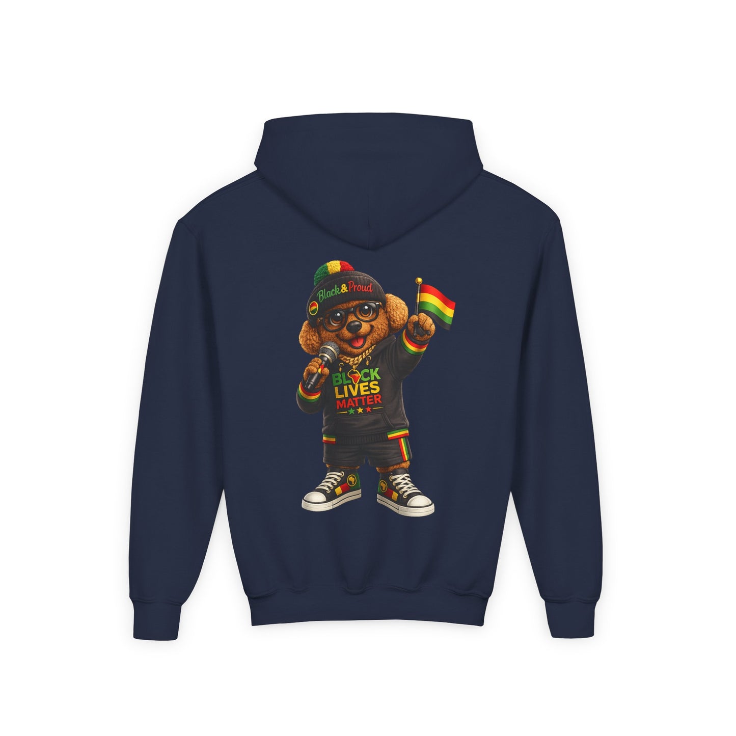 Youth Hoodie — Black Lives Matter Rasta Bear Kids Pullover