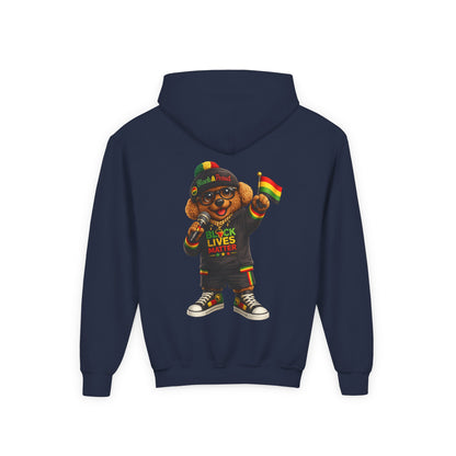 Youth Hoodie — Black Lives Matter Rasta Bear Kids Pullover