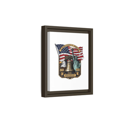 Liberty 250th Anniversary Framed Canvas Print — American Flag, Statue of Liberty & Liberty Bell Art