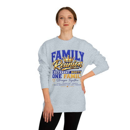 Family Reunion Crewneck Sweatshirt — "Different Roots, One Family" Graphic