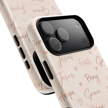 Christian Words Tough Magnetic Phone Case — Hope Pray Grace Jesus Faith