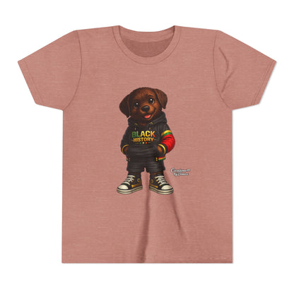 Youth Tee — Cute Puppy 'Black History' Graphic Shirt