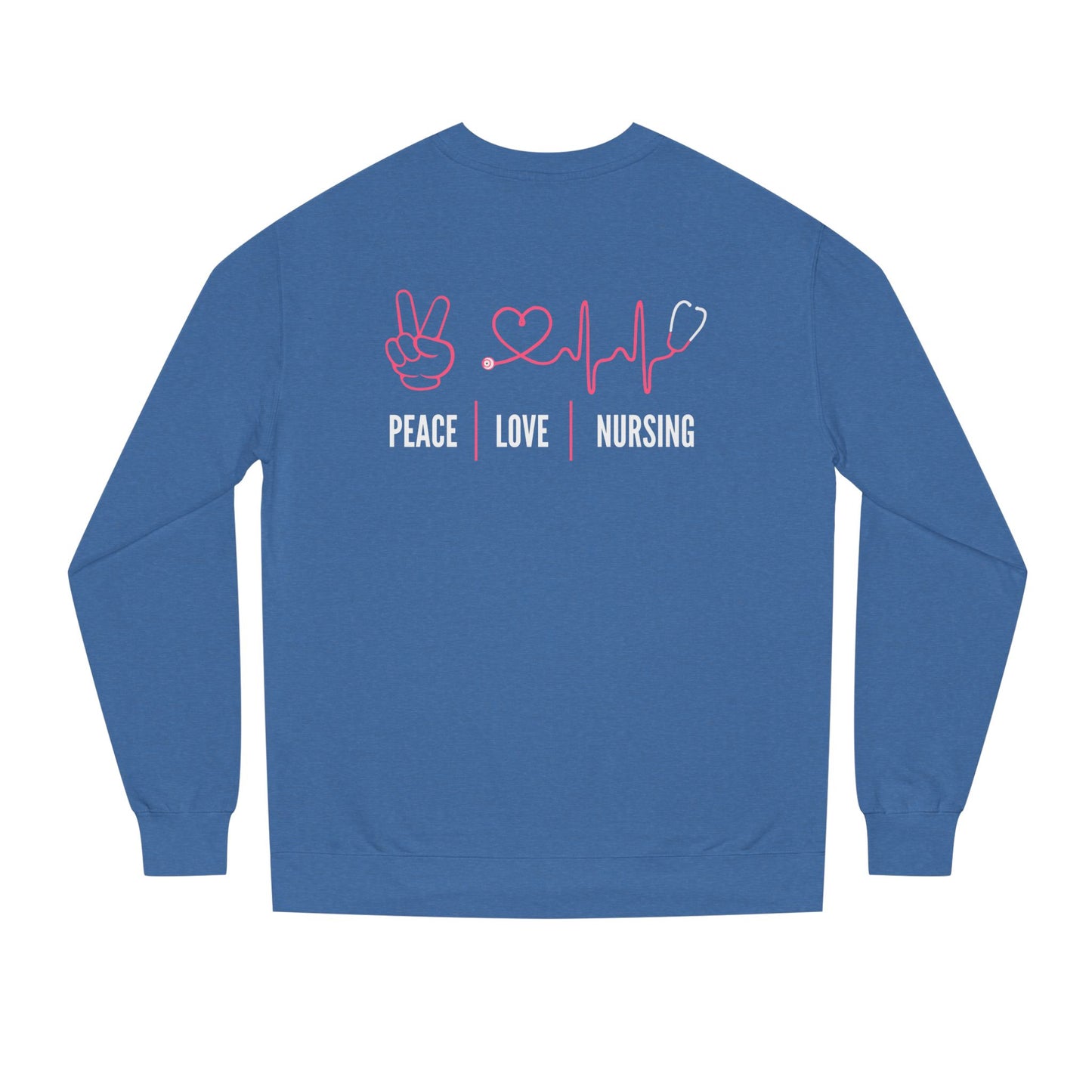 Peace Love Nursing Sweatshirt — Nurse Gifts, Heartbeat & Peace Sign Crewneck