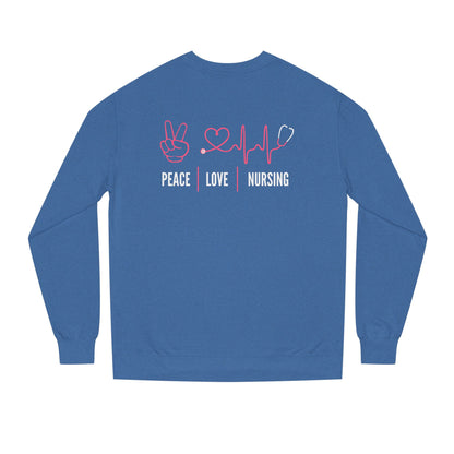 Peace Love Nursing Sweatshirt — Nurse Gifts, Heartbeat & Peace Sign Crewneck