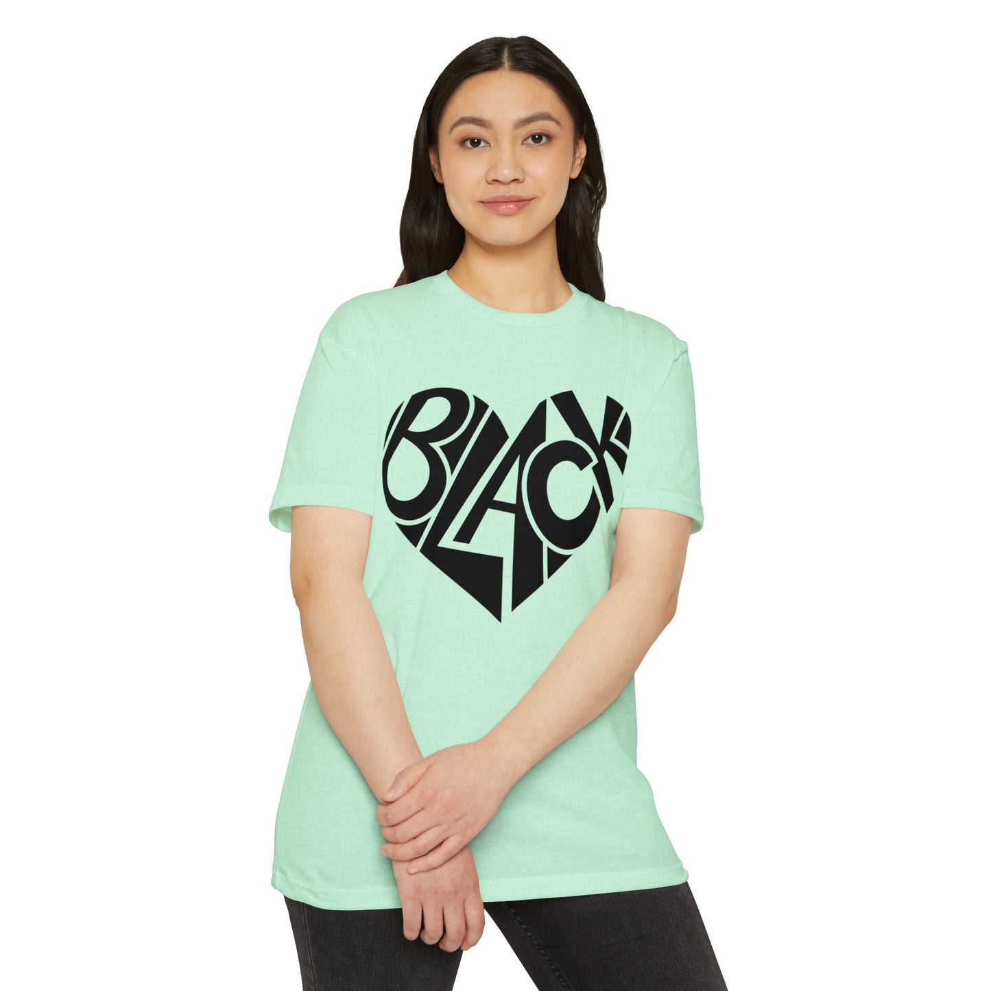 Black Heart T-Shirt – Bold Typography Heart Graphic