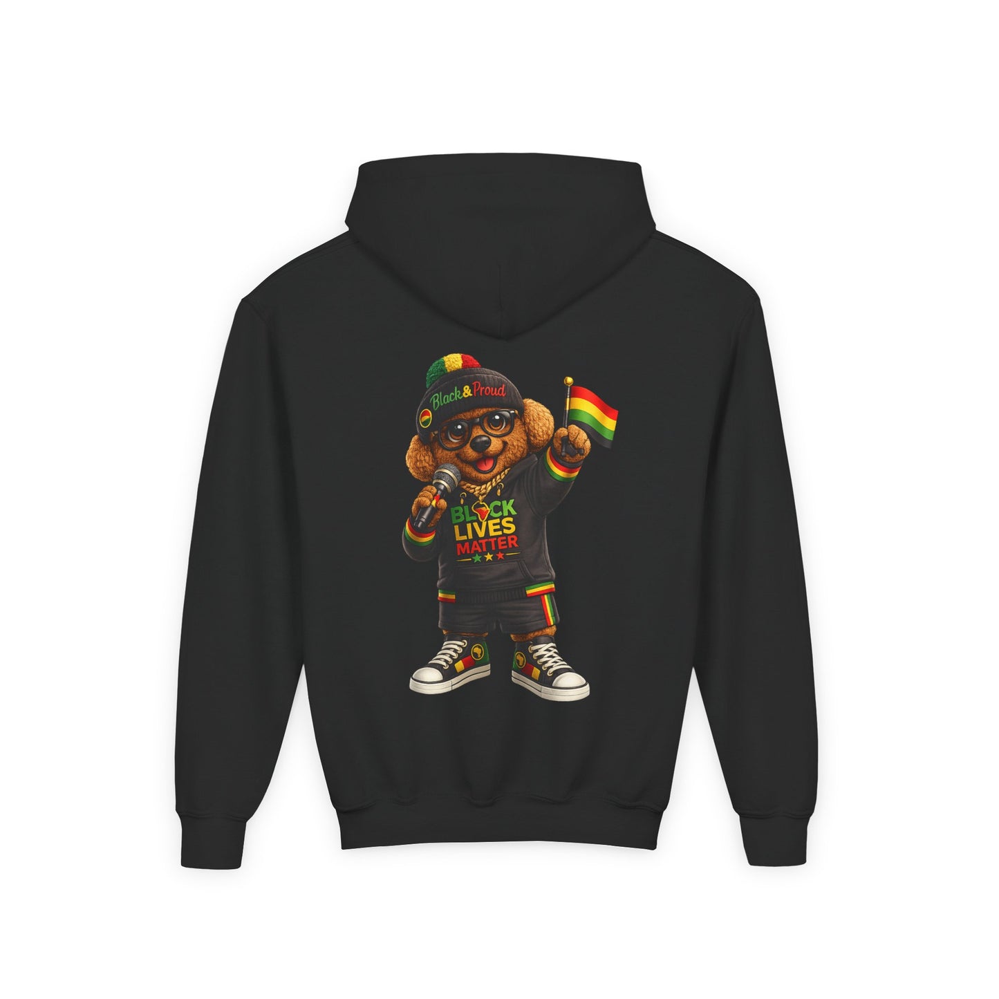 Youth Hoodie — Black Lives Matter Rasta Bear Kids Pullover