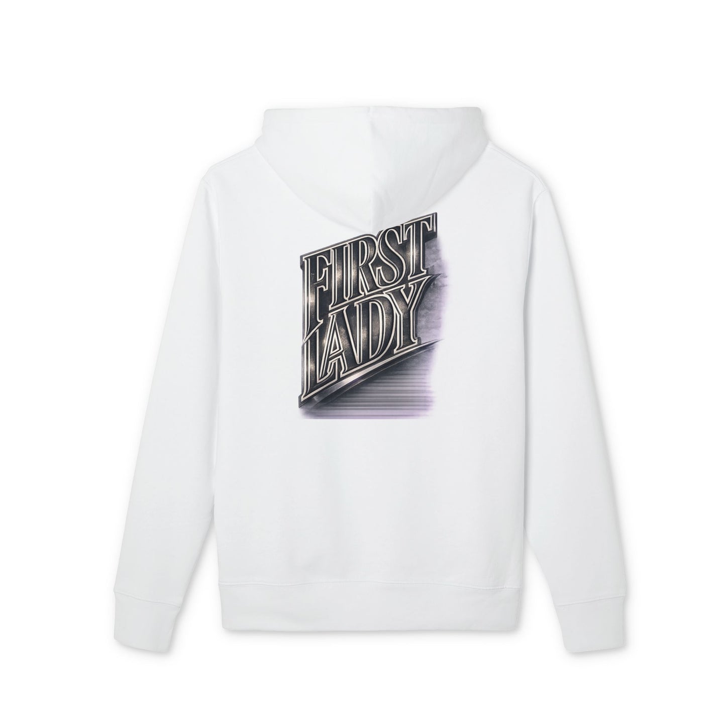 First Lady Graphic Hoodie — Retro Metallic Lettering Pullover