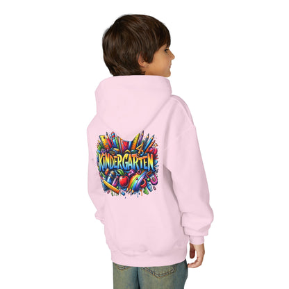 Kindergarten Kids Hoodie — Colorful School Supplies Back-to-School Sweatshirt