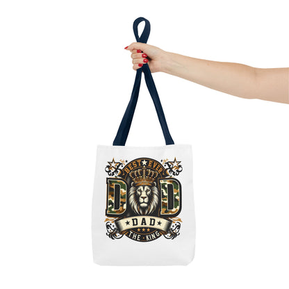 Best Ever Dad Tote Bag — 'Dad the King' Lion Crown Design, Father's Day Gift