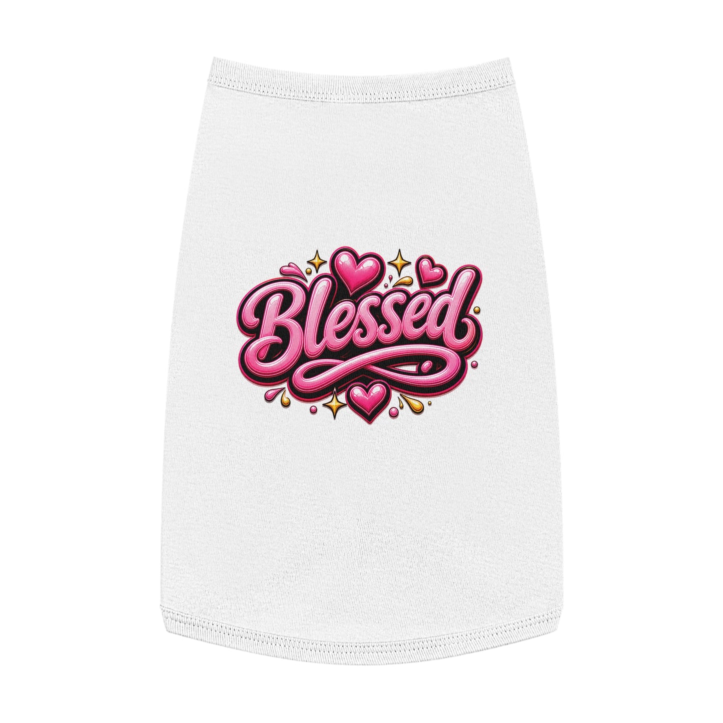 Blessed Pet Tank Top — Pink Heart Graphic Dog Shirt