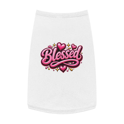 Blessed Pet Tank Top — Pink Heart Graphic Dog Shirt