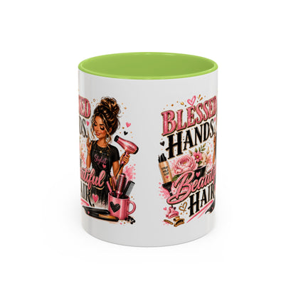 Blessed Hands Beautiful Hair Coffee Mug — Stylist Barber Hairdresser Gift